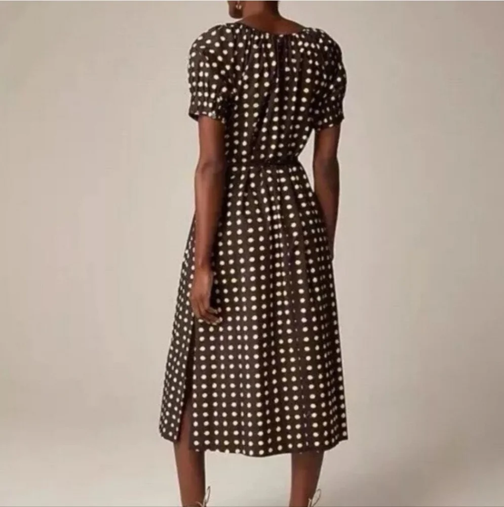 J. Crew Black and‎ White Polka Dot Midi Dress